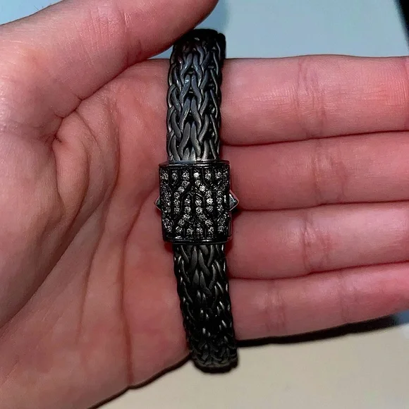 BNWB - John Hardy 11 MM Chain Bracelet Size 7 - Matte Black Rhodium Finish